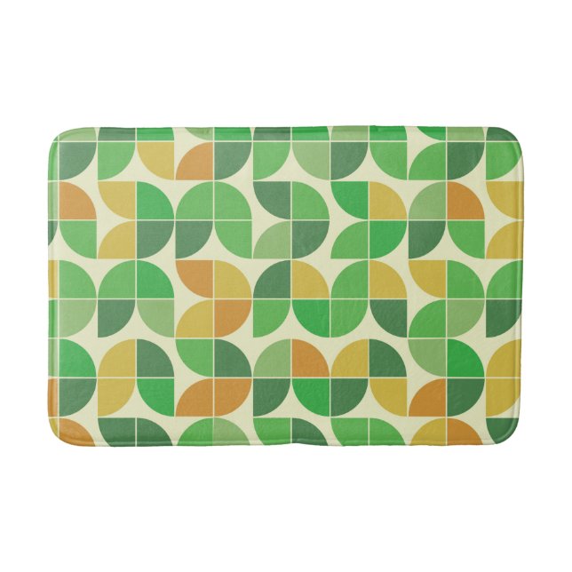Mid Century abstract green orange shapes  Bath Mat (Front)