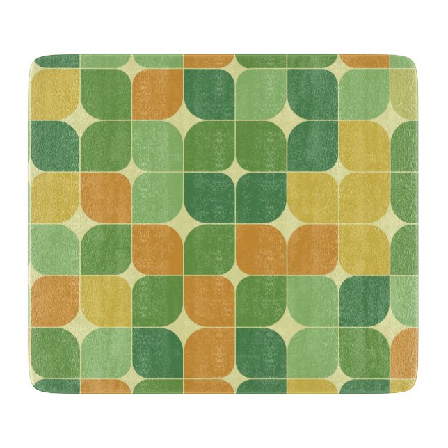 Mid Century Abstract Green Orange Yellow  Cutting Board (Front)