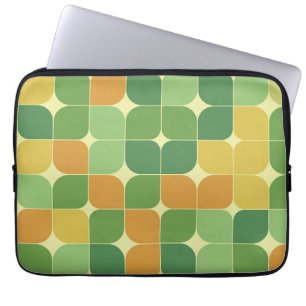 Mid Century Abstract Green Orange Yellow  Laptop Sleeve