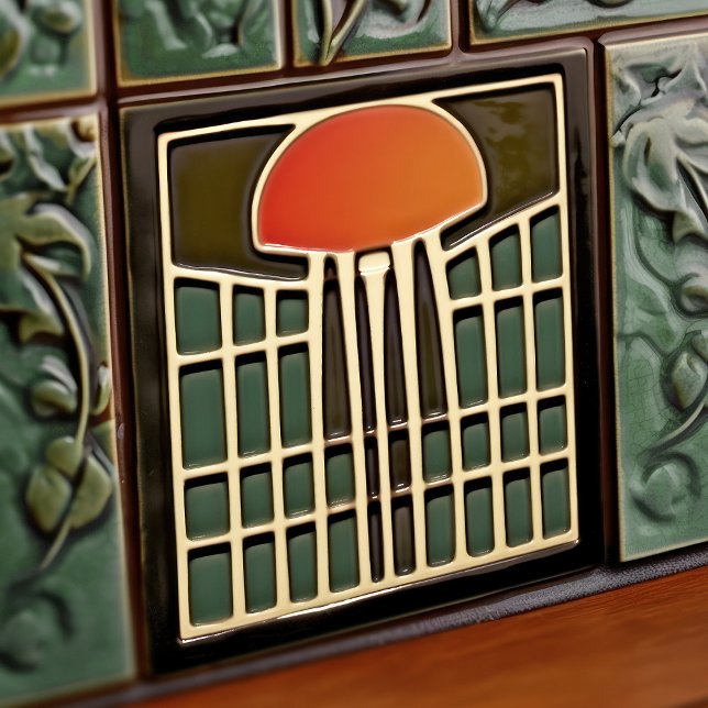 Mid-Century Abstract Jellyfish Art Deco Ceramic Tile (Creator Uploaded)