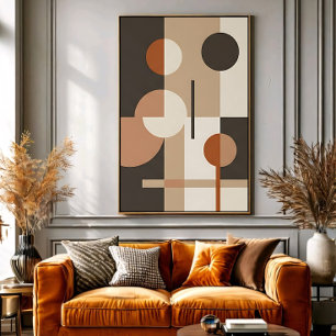 Mid-Century Abstract Neutral Tones Poster