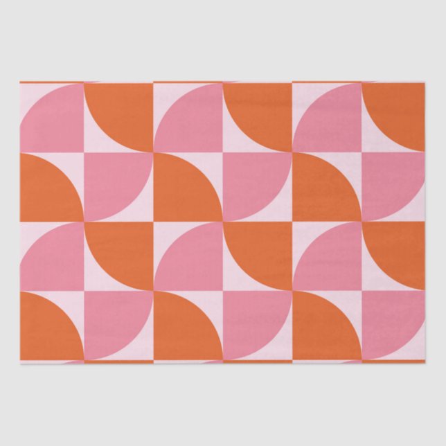 Mid century Abstract Orange and Pink Pattern   Tissue Paper (Front)