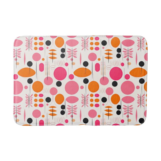 Mid Century Abstract Pattern Colourful RETRO Bath Mat (Front)