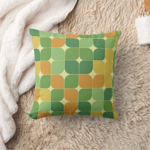 Mid century abstract pattern green orange   cushion
