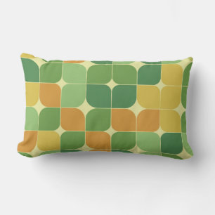 Mid Century Abstract Pattern Green Orange   Lumbar Cushion