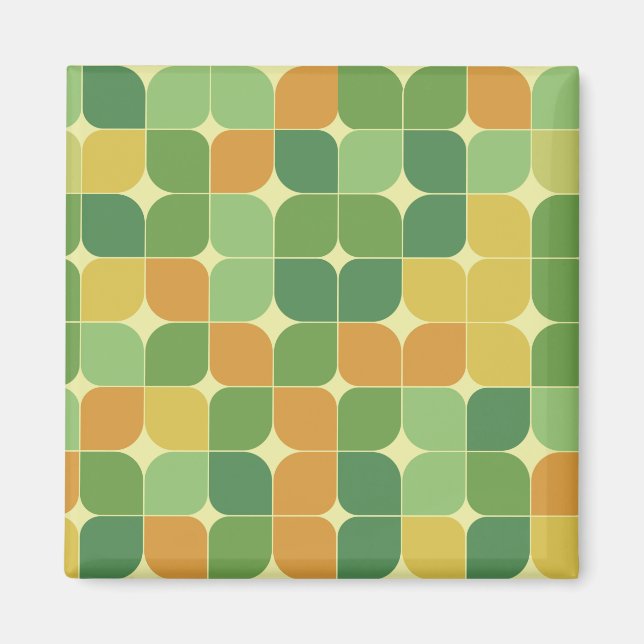 Mid century abstract pattern green orange   magnet (Front)