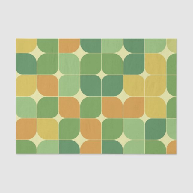 Mid century abstract pattern green orange  tissue paper (Front)