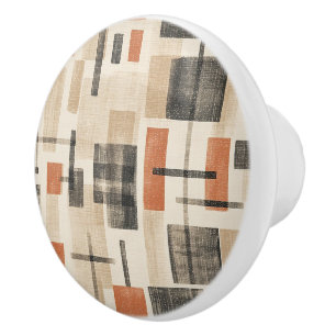 Mid Century Abstract Plaid Ceramic Knob