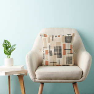 Mid Century Abstract Plaid Cushion