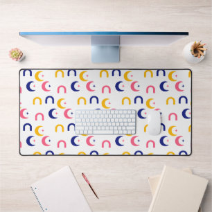  Mid-Century Abstract Shapes Pattern Desk Mat