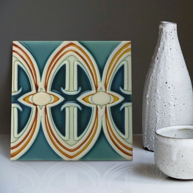 Mid-Century Abstract Symmetry Arts Crafts Movement Ceramic Tile (Creator Uploaded)