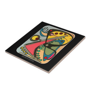 Mid-Century Abstract Talking Man painting on a Ceramic Tile