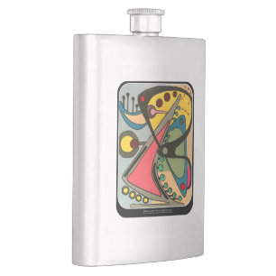 Mid-Century Abstract Talking Man painting on a Hip Flask