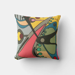 Mid-Century Abstract Talking Man painting on a Outdoor Cushion