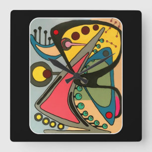 Mid-Century Abstract Talking Man painting on a Square Wall Clock