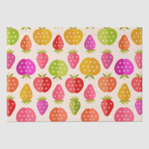 Mid century apples and strawberries colourful   tissue paper
