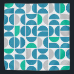 Mid Century Aquatic Tiles Bandana<br><div class="desc">A playful,  aquatic-toned mid century modern pattern of semicircles and squares.</div>