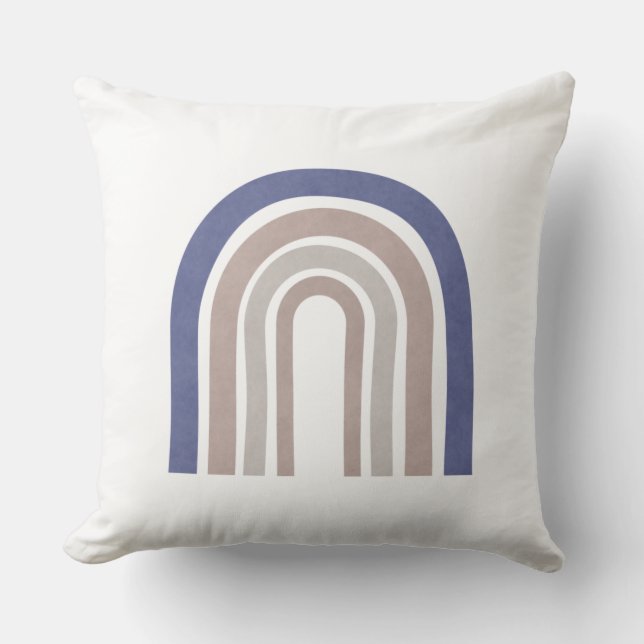 Mid Century Arches - Blue and Beige Cushion (Front)