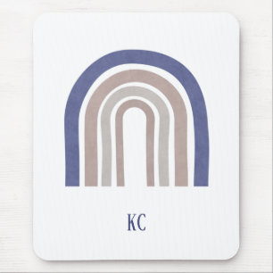 Mid Century Arches - Blue and Beige Mouse Pad