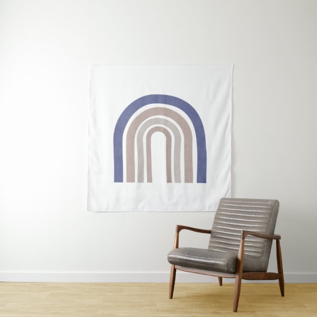 Mid Century Arches - Blue and Beige Tapestry (In Situ)