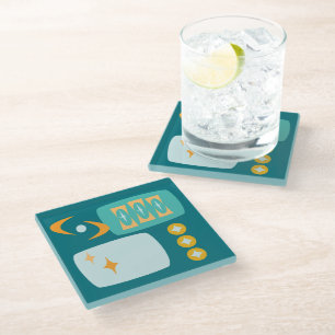 Mid Century Atomic Abstract Glass Coaster
