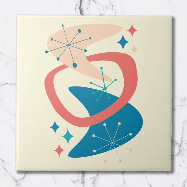 Mid Century Atomic Age 7 Yellow, Blue, Peach Ceramic Tile (Creator Uploaded)