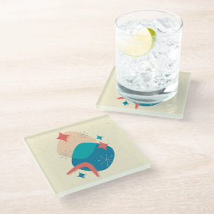 Mid-Century Atomic Age Abstract 17 Glass Coaster