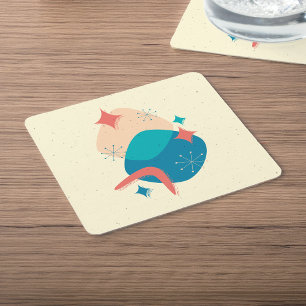 Mid-Century Atomic Age Abstract 17 Square Paper Coaster