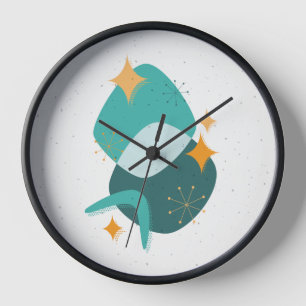 Mid-Century Atomic Age Abstract 17 Throw Pillow Clock