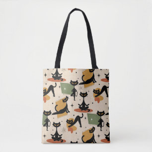 Mid-Century Atomic Cat Design Retro Cat Tote Bag