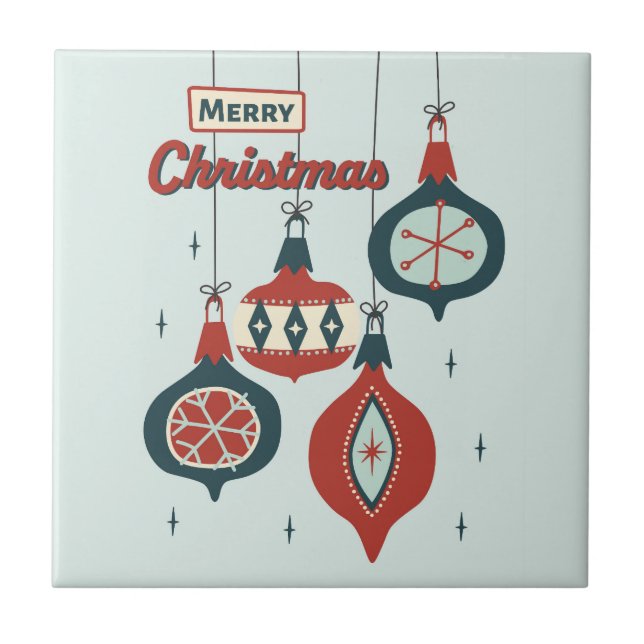 Mid-Century Atomic Christmas Ceramic Tile (Front)