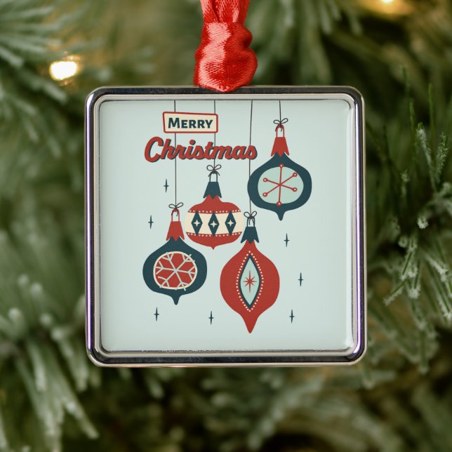 Mid-Century Atomic Christmas Metal Ornament (Tree)