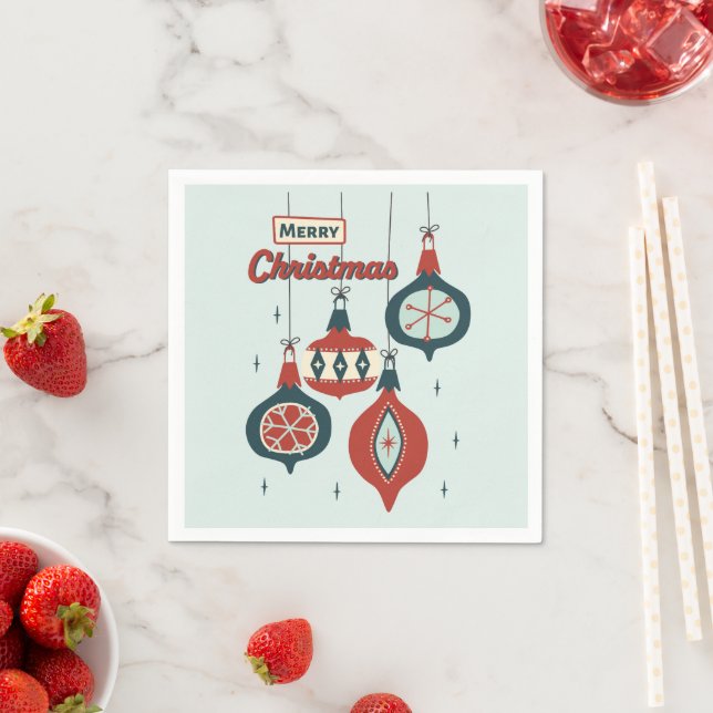 Mid-Century Atomic Christmas Napkin (Insitu)