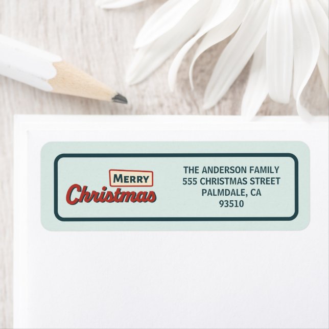 Mid-Century Atomic Christmas Return Address Label (Insitu)