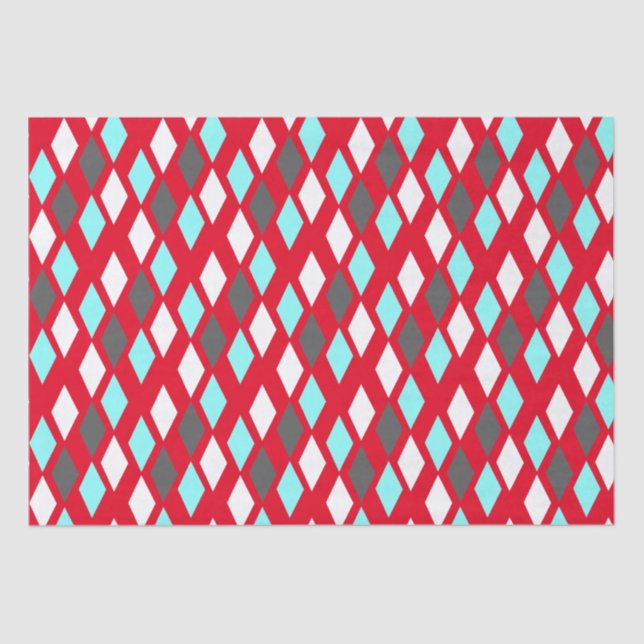 Mid-Century Atomic Diamonds on Red Tissue Paper (Front)