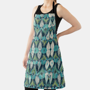 Mid Century Atomic Drops Blue Green Pattern Apron