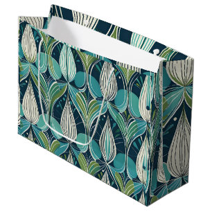 Mid Century Atomic Drops Blue Green Pattern Large Gift Bag