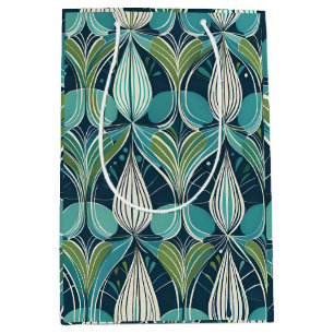 Mid Century Atomic Drops Blue Green Pattern Medium Gift Bag