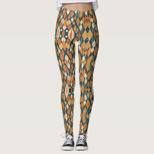 Mid Century Atomic Drops Ochre Modern Retro Leggings