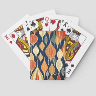 Mid Century Atomic Drops Ochre Modern Retro Playing Cards