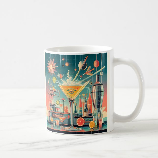 Mid Century Atomic Futuristic Citrus Martini Bar Coffee Mug (Right)