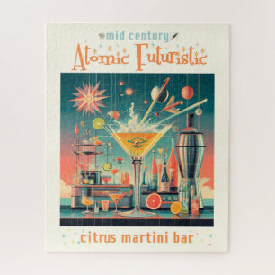 Mid Century Atomic Futuristic Citrus Martini Bar Jigsaw Puzzle
