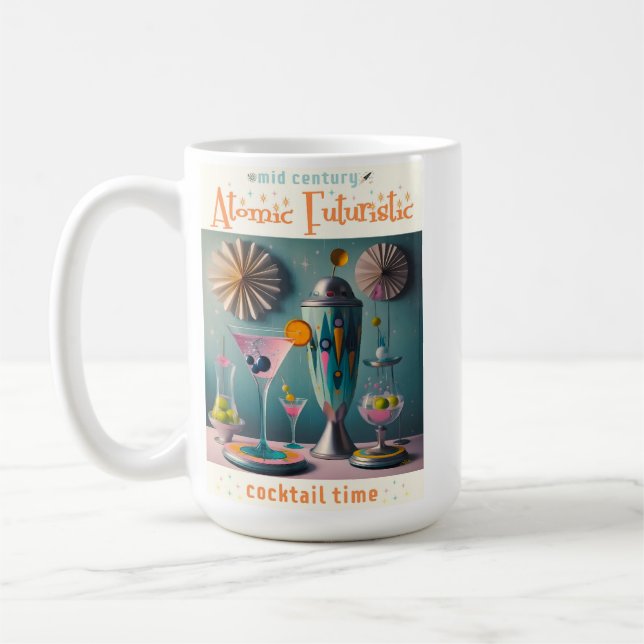 Mid Century Atomic Futuristic Cocktail Time Coffee Mug (Left)