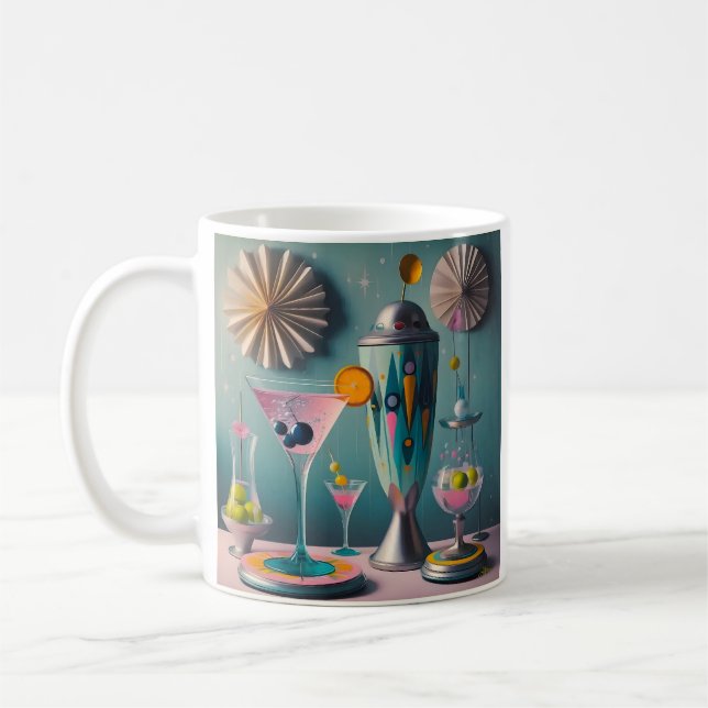 Mid Century Atomic Futuristic Cocktail Time Coffee Mug (Left)
