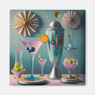 Mid Century Atomic Futuristic Cocktail Time Magnet