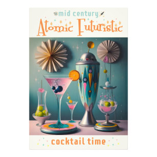 Mid Century Atomic Futuristic Cocktail Time Photo Print
