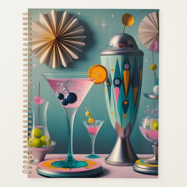 Mid Century Atomic Futuristic Cocktail Time Planner (Front)