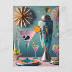Mid Century Atomic Futuristic Cocktail Time Postcard