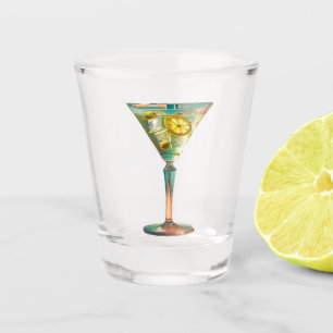 Mid Century Atomic Futuristic Lemon Olive Martini Shot Glass