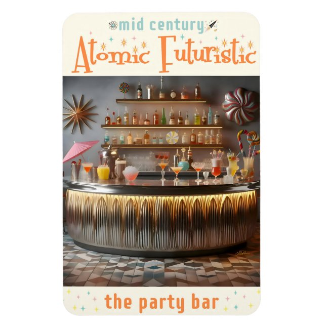 Mid Century Atomic Futuristic Party Bar Magnet (Vertical)
